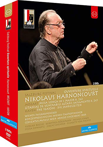 DVD cover featuring conductor Nikolaus Harnoncourt in a black shirt leading an orchestra.