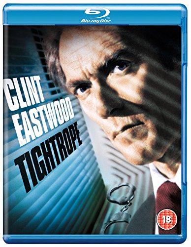 Blu-ray cover for Tightrope featuring a close-up of Clint Eastwood and handcuffs.