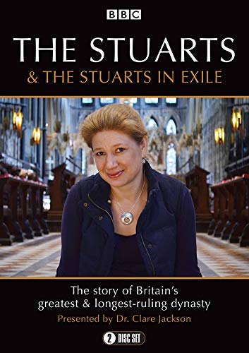 DVD cover featuring Dr. Clare Jackson in a cathedral, titled The Stuarts and Exile.