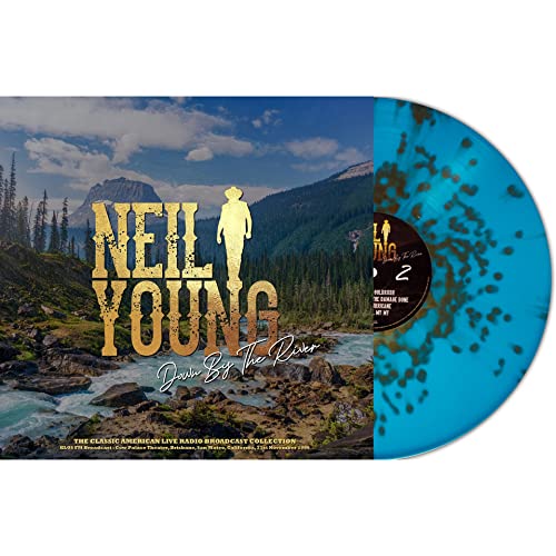 Neil Young album cover with turquoise and gold splatter vinyl record.