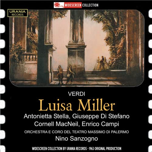 CD cover: painting of a classical building with figures, text "Verdi Luisa Miller".