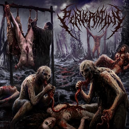 Dark, gruesome album cover depicting hanging figures and decaying bodies.