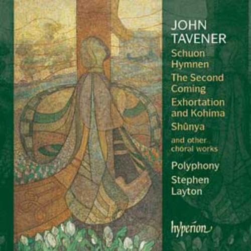 CD cover for John Tavener choral works, featuring abstract art.