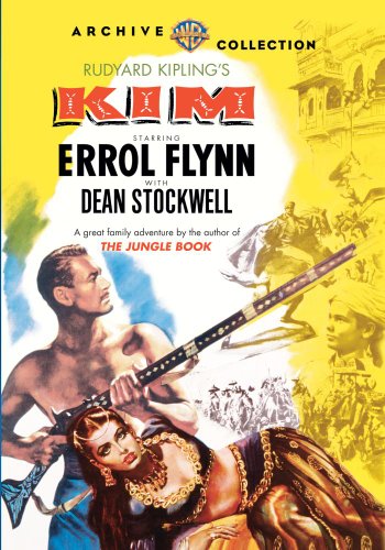“Kim” DVD cover featuring Errol Flynn and a painted scene of India.