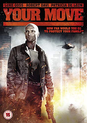 DVD cover featuring a bald man holding a weapon against a burning city background.