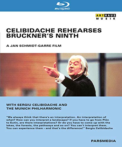 Blu-ray cover featuring conductor Sergiu Celibidache with orchestra members.