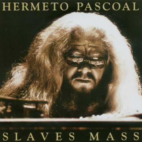 Close-up of Pascoal Hermeto, long hair, wearing sunglasses, album cover.