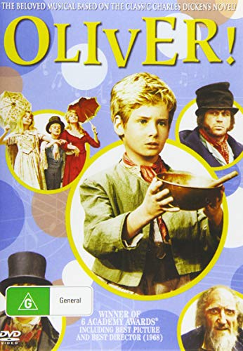 DVD cover for "Oliver!" featuring a young boy with a bowl.