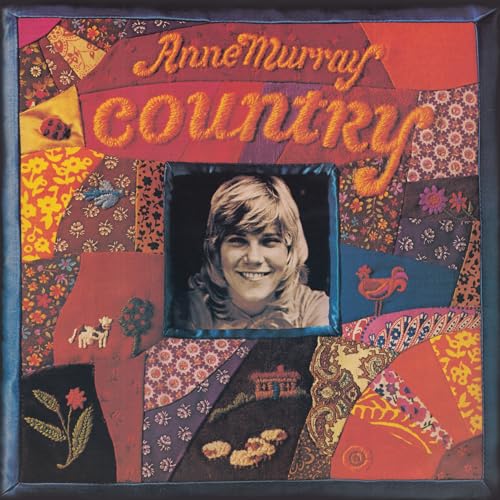 Album cover for Anne Murray’s “Country” with a portrait and patchwork design.