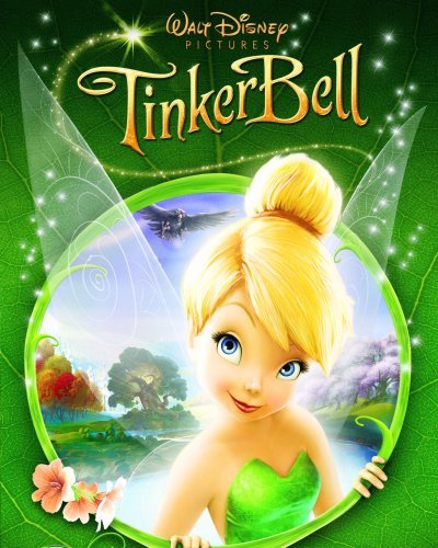 DVD cover for Disney’s “Tinker Bell” featuring the fairy in a green landscape.