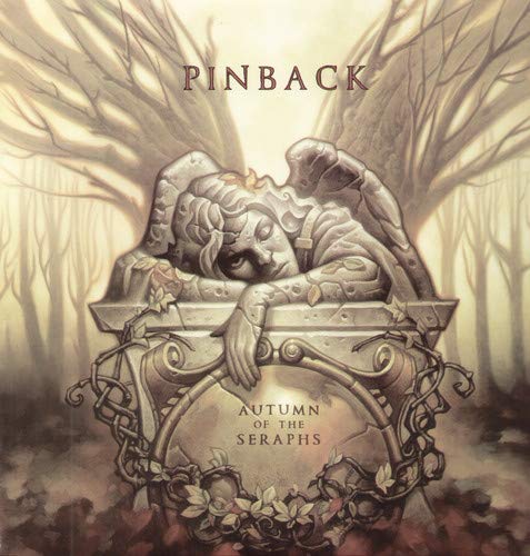 Album cover for Pinback’s “Autumn Of The Seraphs” featuring a stone angel.