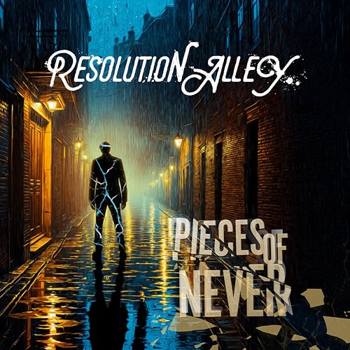 Rainy alley scene with a silhouetted figure and album title text.