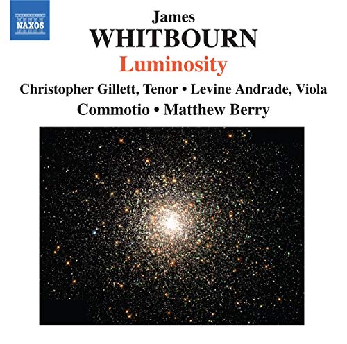 CD cover for James Whitbourn’s “Luminosity” featuring a star cluster image.