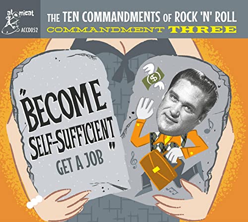 CD cover: stone tablet with text, hands, and a man with a briefcase.