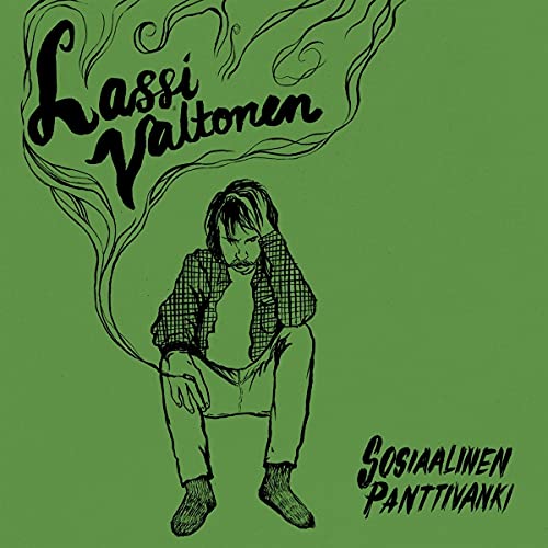 Green album cover with a sketched portrait of Lassi Valtonen.