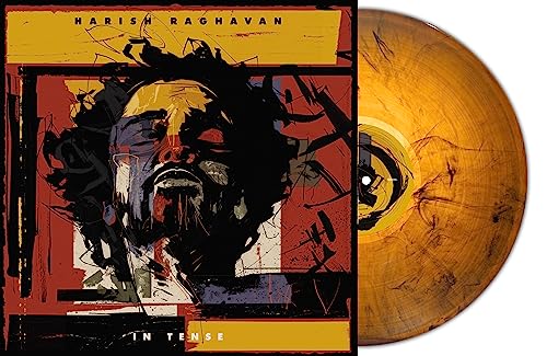Harish Raghavan “In Tense” vinyl record cover and orange marble disc.
