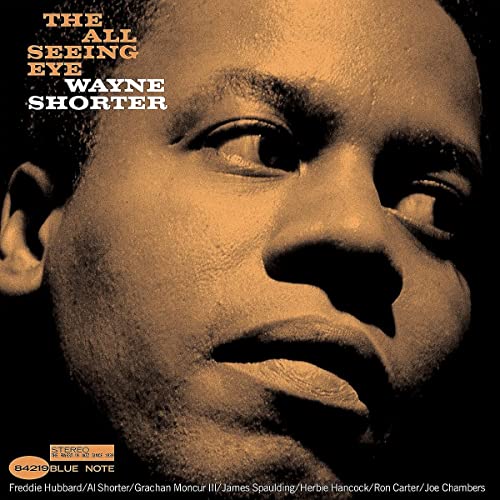 Wayne Shorter album cover, "The All Seeing Eye," featuring a portrait.
