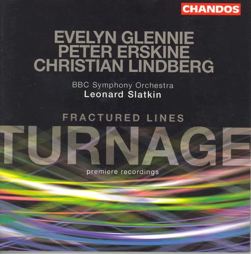 CD cover for "Fractured Lines" by Turnage, featuring abstract light trails.