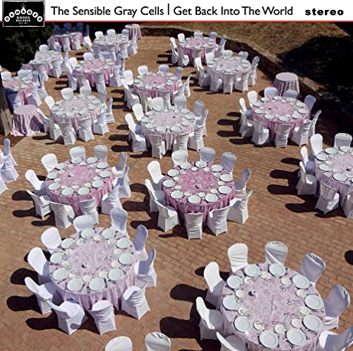CD cover: outdoor banquet setting with many round tables and white chairs.