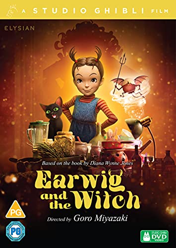 DVD cover for "Earwig and the Witch" featuring a young girl and a cat.