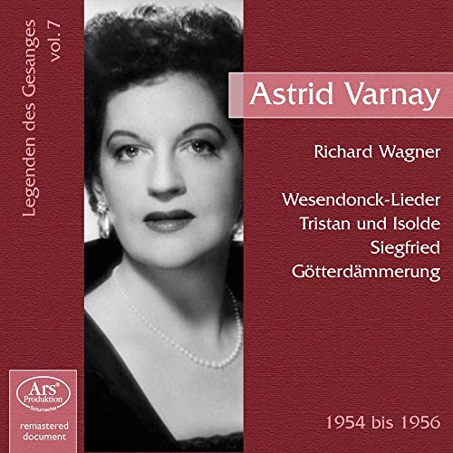 CD cover: portrait of opera singer Astrid Varnay, red background.