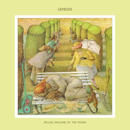 Album cover art showing a person sleeping on a bench in a garden setting.