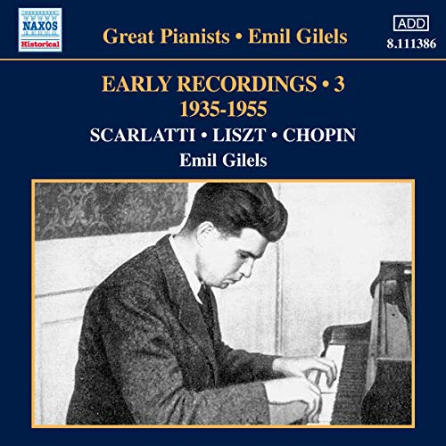 CD cover for Emil Gilels’ early recordings, 1935-1955, with pianist portrait.