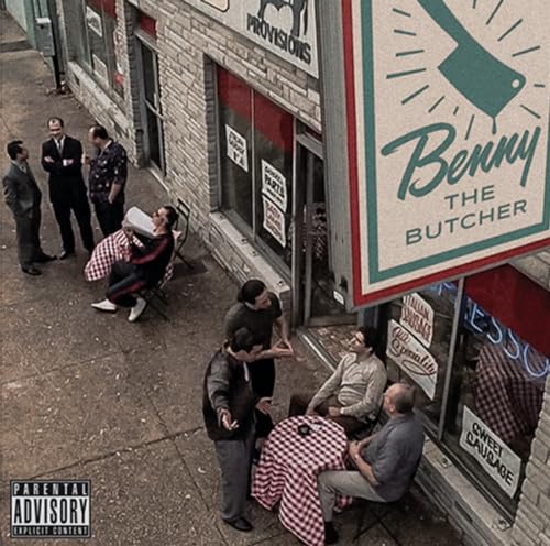 Album cover for Benny The Butcher featuring people near a storefront.