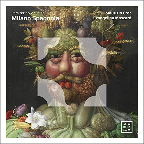 CD cover with a still life painting of fruit and a grotesque face.