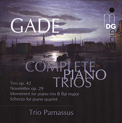 CD cover for Gade's Complete Piano Trios with a harbor scene.