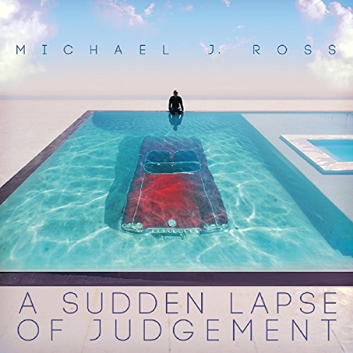 Album cover: man by a car submerged in a swimming pool.
