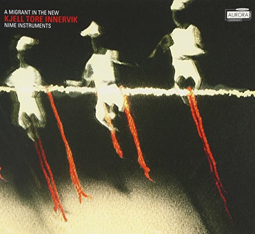CD cover: abstract figures with red trails, dark background, "A Migrant in the New".