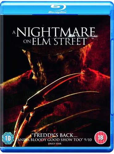 Blu-ray cover for "A Nightmare on Elm Street" featuring Freddy Krueger’s glove.