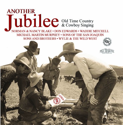 CD cover: Cowboys gathered around a catalog in a sepia-toned photo.