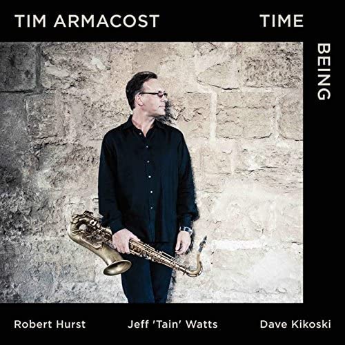 CD cover: Tim Armacost with saxophone, against a stone wall background.