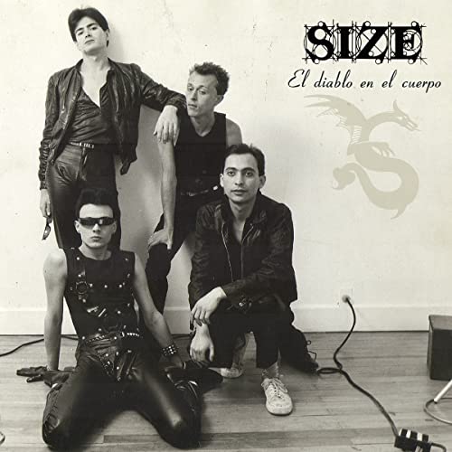 Black and white album cover featuring four people in dark clothing.