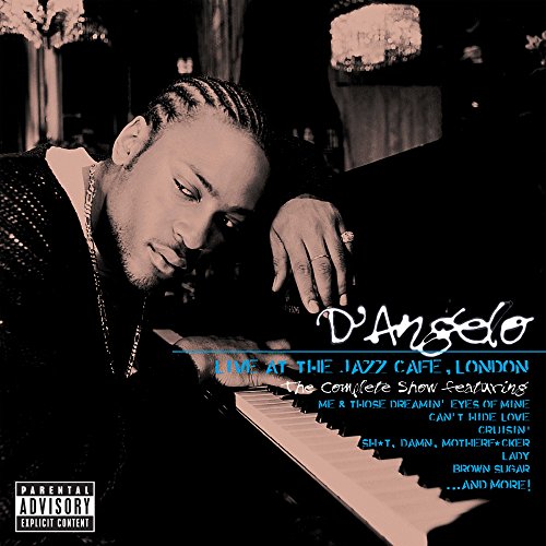 D'Angelo at a piano, album cover for "Live at the Jazz Cafe London.