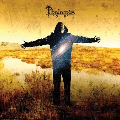 CD cover: hooded figure with galaxy chest against a golden landscape.