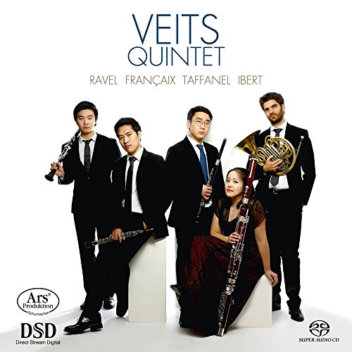 Veits Quintet musicians in formal wear with their wind instruments.