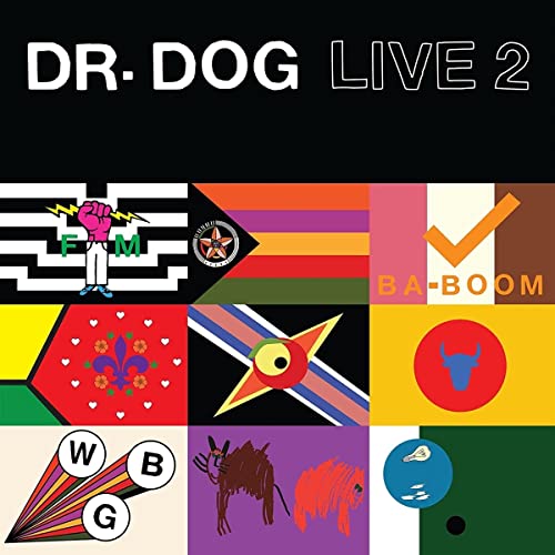 Dr. Dog “Live 2” vinyl album cover with colorful, geometric designs.