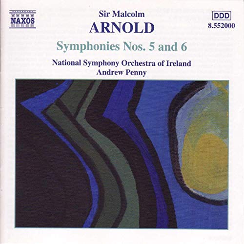 CD cover for Arnold’s Symphonies Nos. 5 and 6, abstract blue painting.