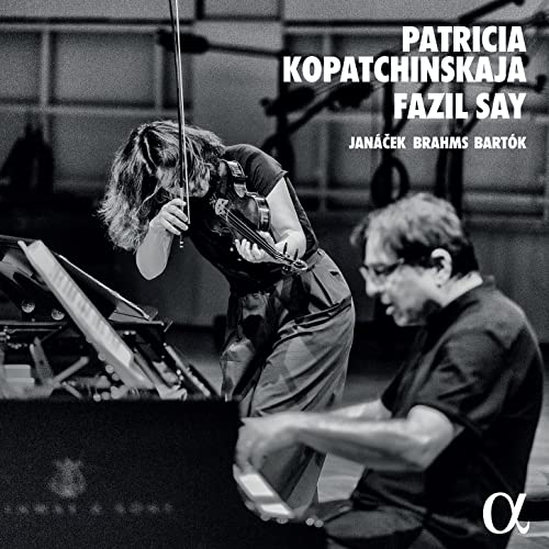 Violinist Patricia Kopatchinskaja and pianist Fazil Say in performance, CD cover.