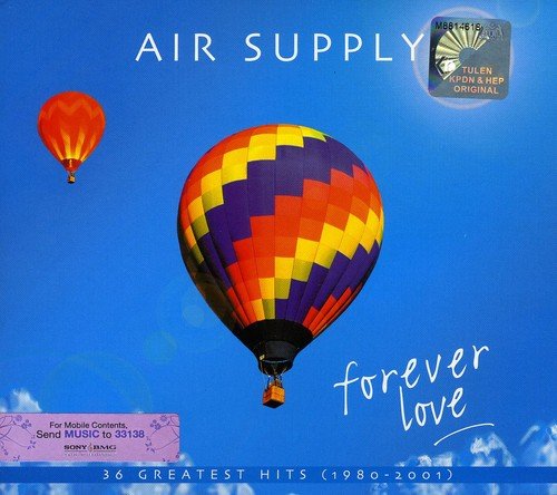 Air Supply Forever Love CD cover featuring two hot air balloons in a blue sky.