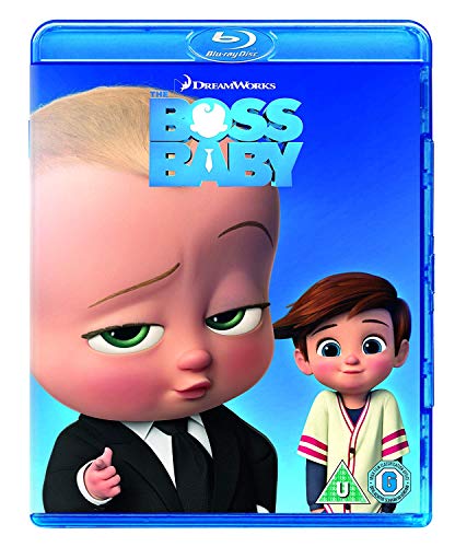 Blu-ray cover for "The Boss Baby" featuring a baby in a suit.