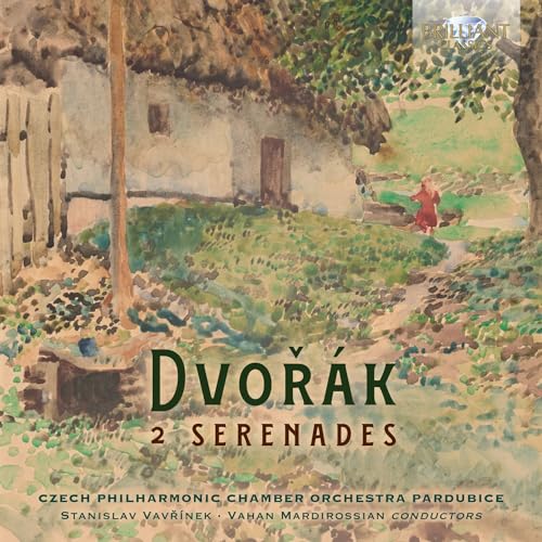 CD cover for Dvorak’s “2 Serenades” with a watercolor landscape.