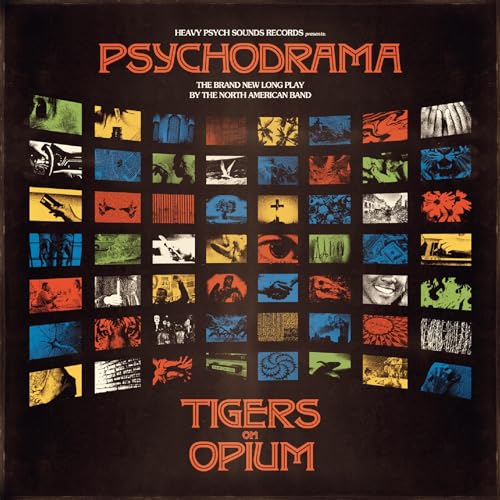 Psychodrama" vinyl album cover with a grid of colorful, surreal images.