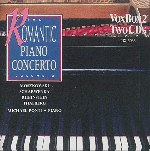 CD case with red and blue design, piano keys at bottom, composers listed.