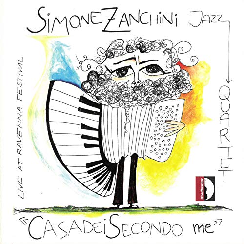CD cover: whimsical illustration of an accordion player with piano keys.
