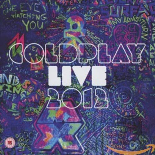 Coldplay "Live 2012" DVD cover with colorful, graffiti-style artwork.