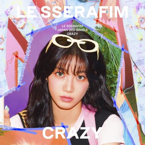 Kazuha of Le Sserafim wearing sunglasses, album cover for “Crazy.”